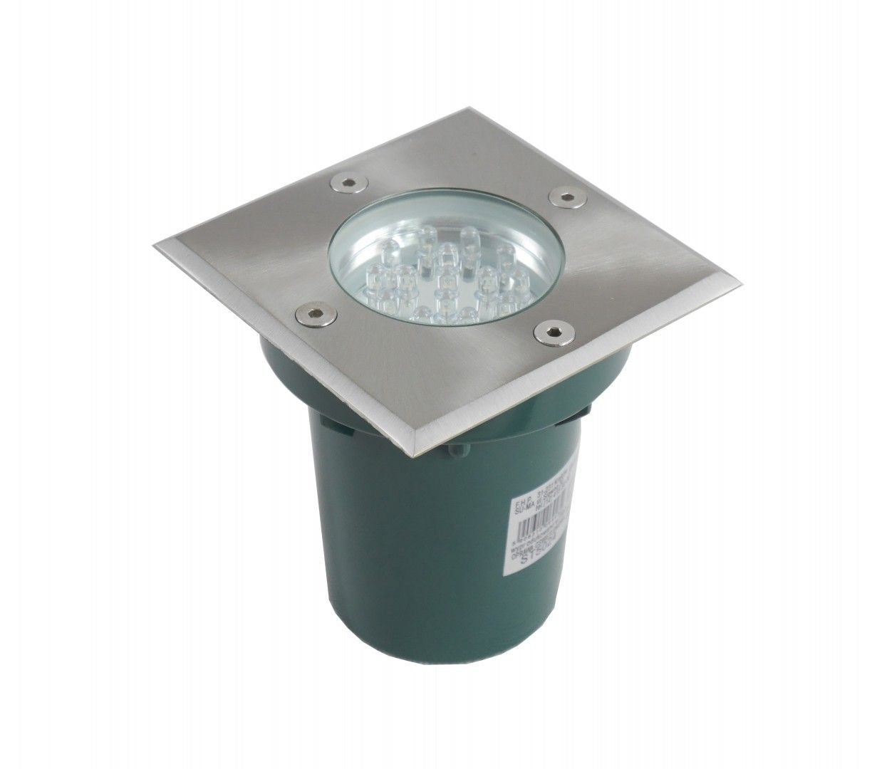 Lampa gruntowa najazdowa Leda kwadratowa srebrna LED 1W 3000K 86 lm IP67 wym: 9 x 10,8 x 10,8 cm aluminium SU-MA