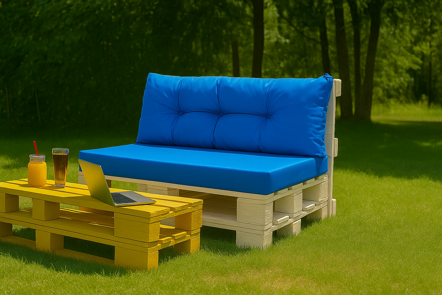 Poduszka ogrodowa na paletę 120x50x50cm poduszka na meble ogrodowe niebieska, poduszka na balkon taras, poducha ogrodowa na meble z palet
