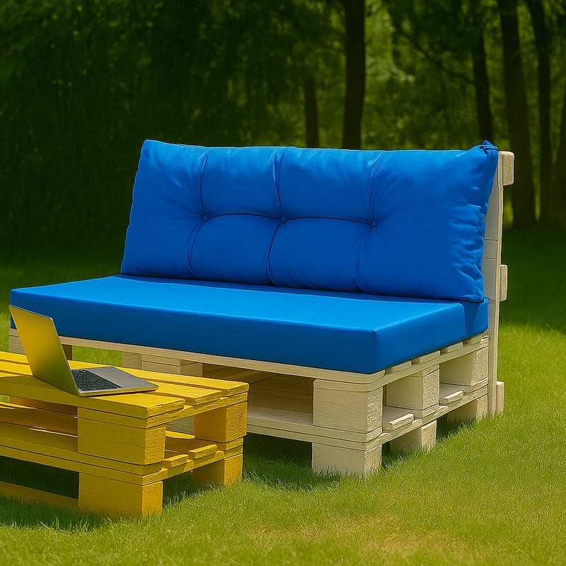Poduszka ogrodowa na paletę 120x50x50cm poduszka na meble ogrodowe niebieska, poduszka na balkon taras, poducha ogrodowa na meble z palet