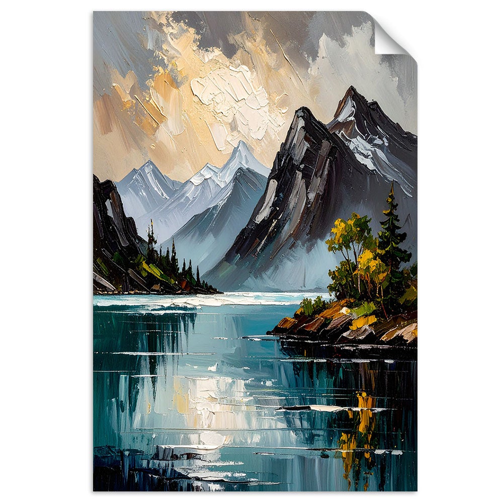 Naklejki samoprzylepne do salonu sypialni, Krajobraz Jezioro Góry Natura 40x60