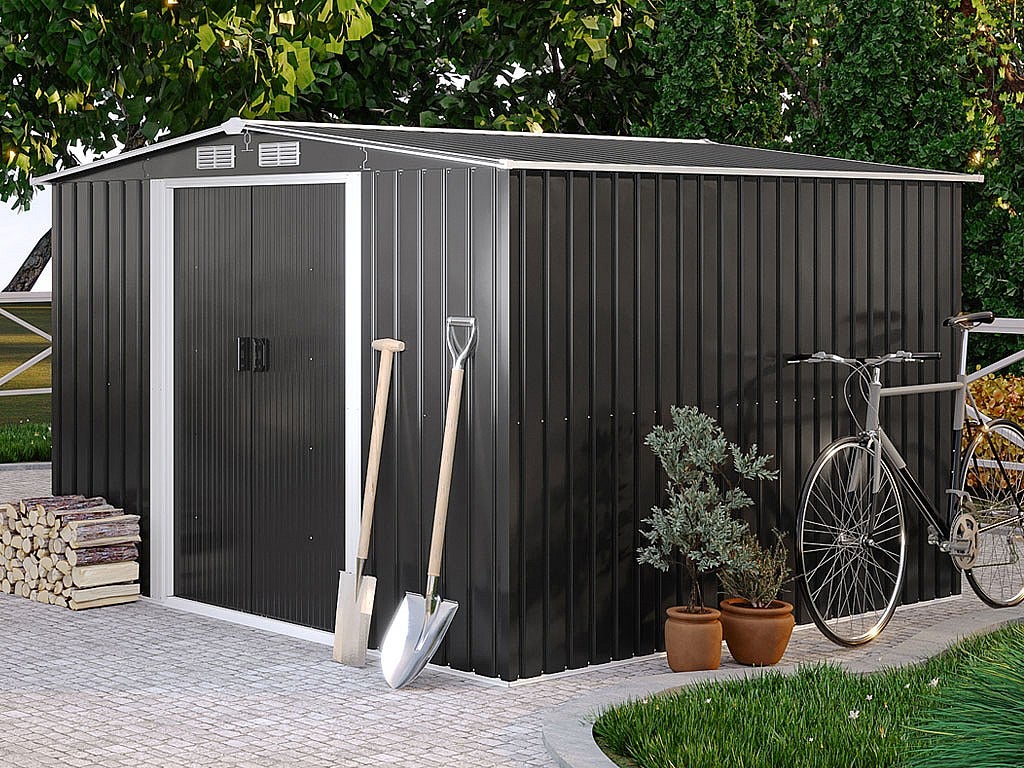 Wiata ogrodowa ze stali galwanizowanej w kolorze szarym MANSO - 6,6 m²