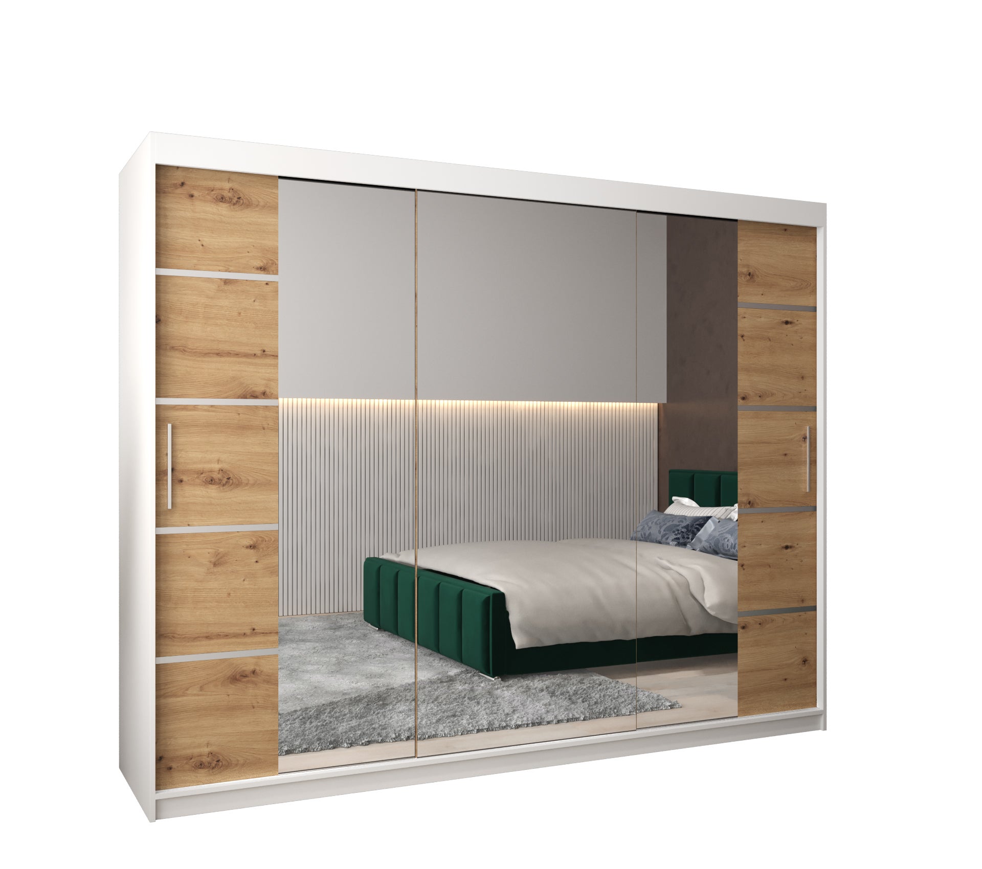 Szafa przesuwna garderoba Verona 4 250 x 62 x 200 cm Biały + Artisan - Abiks Meble