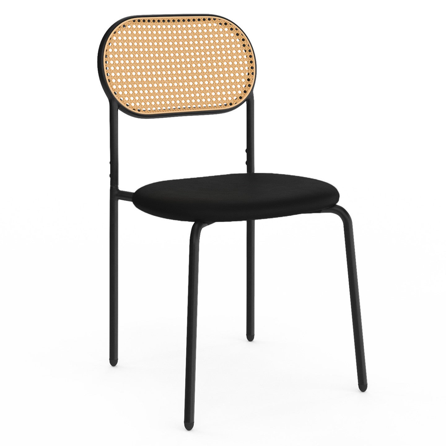 Lot de 4 chaises vintage CLOTILDE en métal noir et dossier cannage pour salle à manger - 3