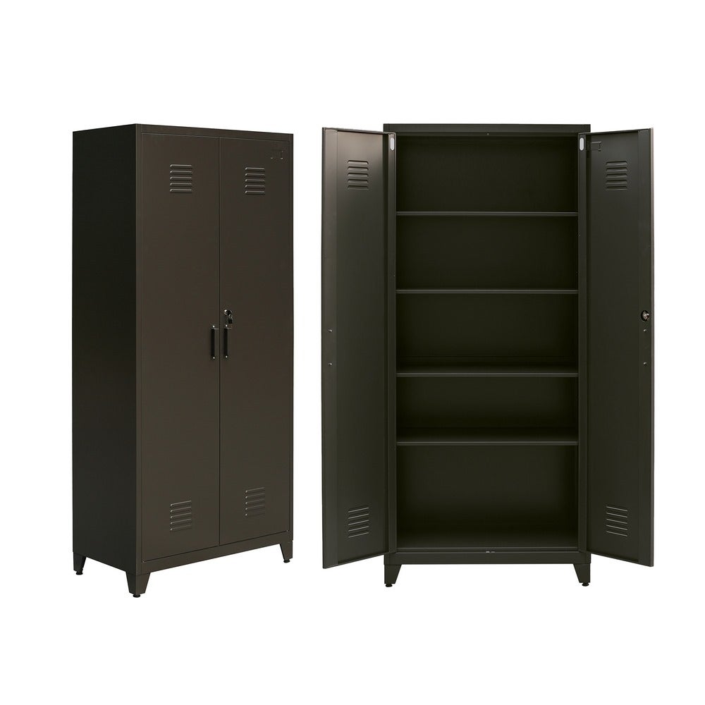 Vicco Armoire Métallique Noire 85 X 90 Cm – Meuble De Rangement Bureau, Atelier Ou Maison Avec Portes Battantes Et Verrou