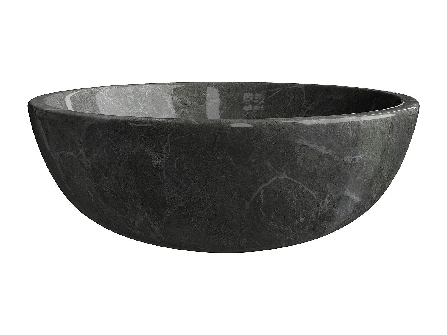 Umywalka nablatowa z marmuru - Czarny - śr. 40 cm - LAVINO