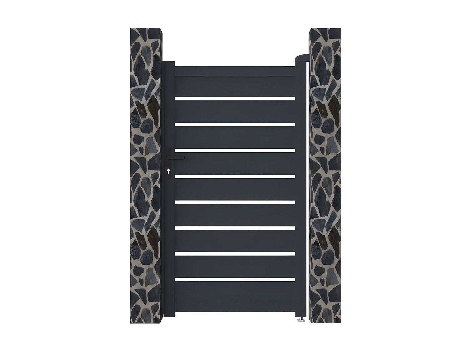 Portillon battant aluminium ajouré L103 x H183 cm anthracite - PRIMO - 3