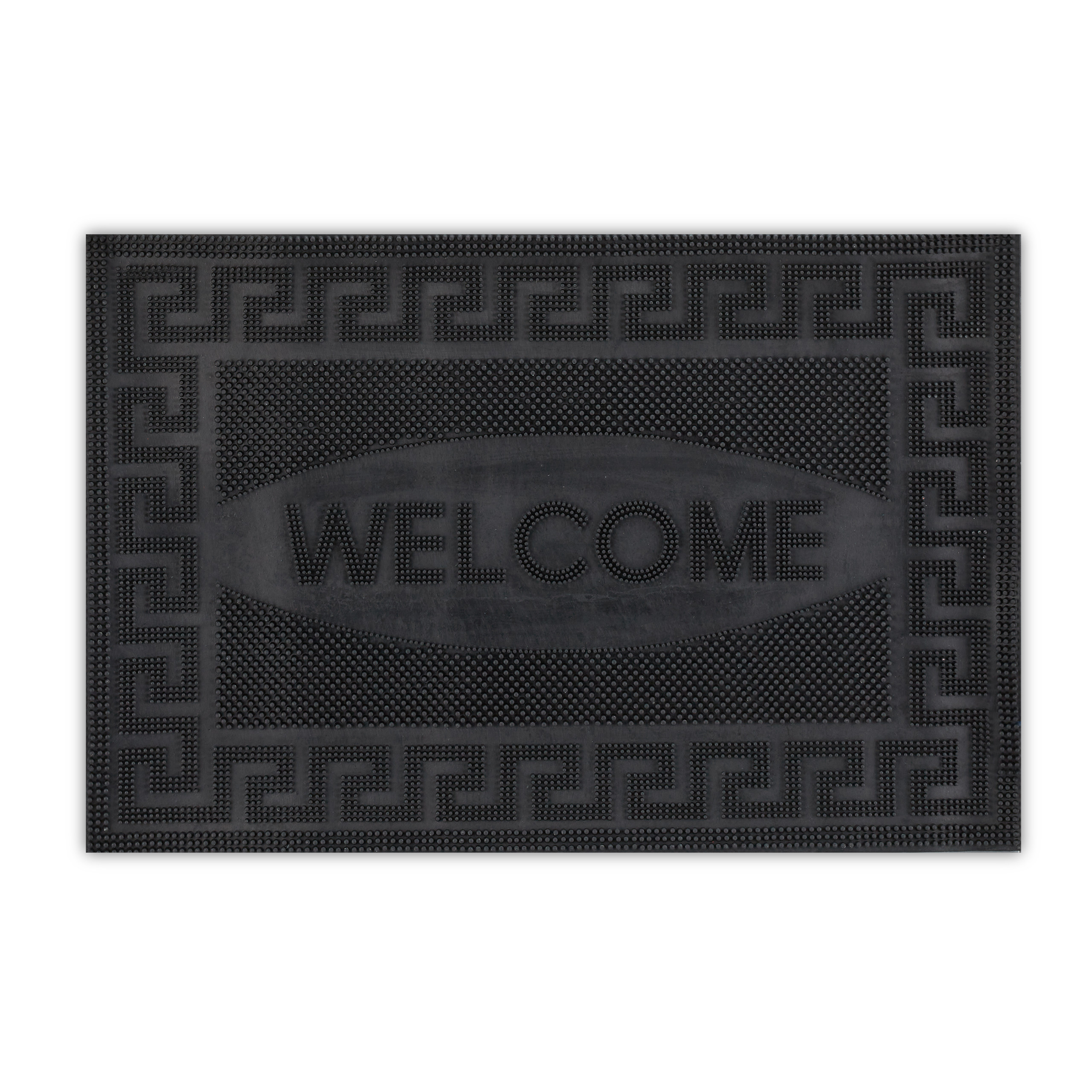 Relaxdays felpudo de goma, 40 x 60 cm, tapete «welcome», antideslizante, para interior y exterior, con pinchos, negro