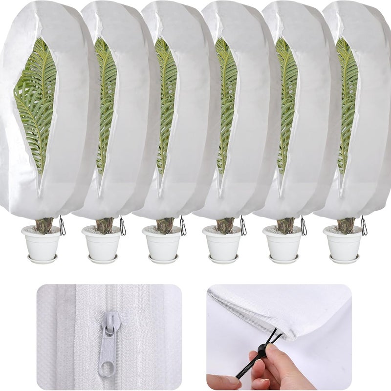 Zestaw 6 pokrowców na rośliny zimowe zapinanych na zamek - 120 x 80 cm - ciepłe i odporne na mróz pokrowce