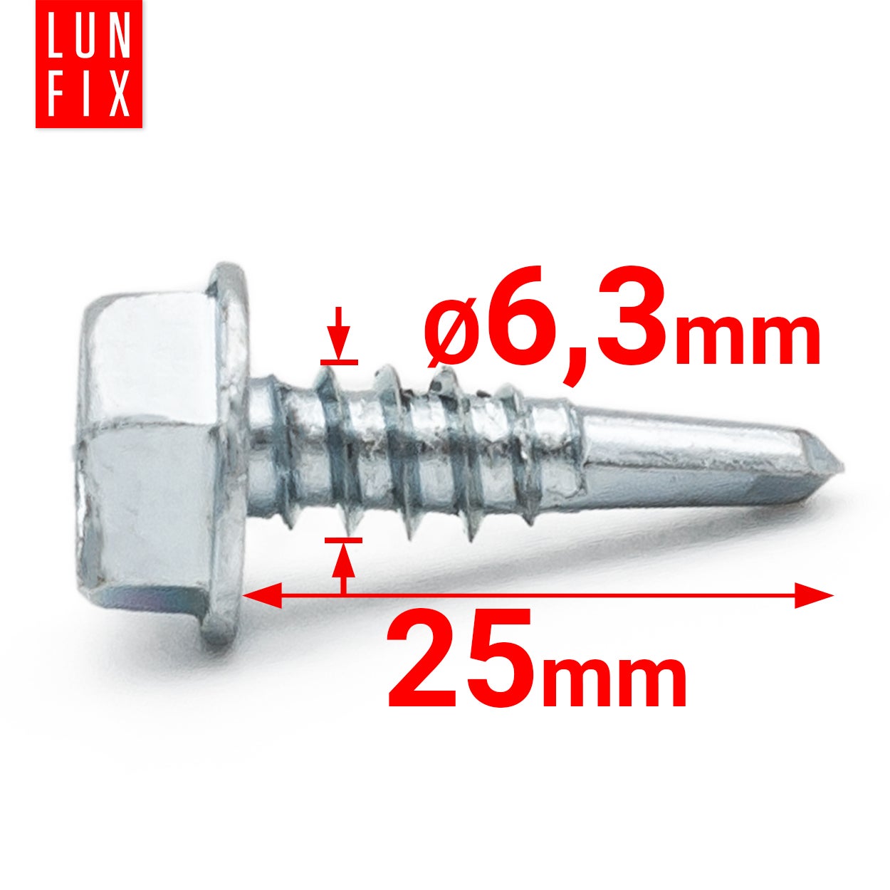 Wkręty do metalu samowiercące z łbem na klucz 6,3x25mm 250szt. - 2