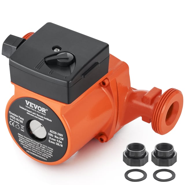 Pompe circulation d'eau chaude, LPS25-4S-180, pompe à chaleur haute efficacité 50 L/min, 3 vitesses, 220V 72W, hauteur refoulement maximale 4 m VEVOR