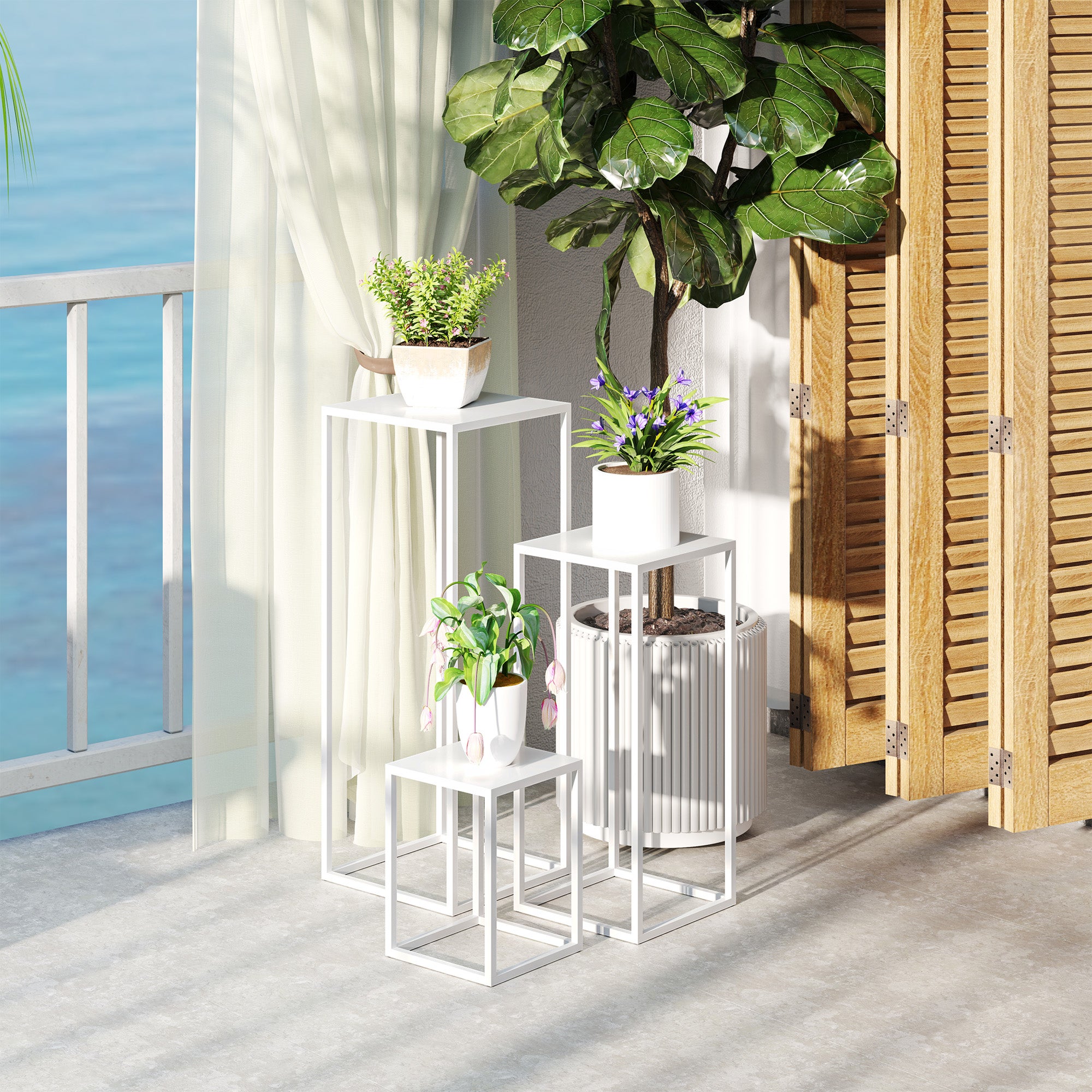 Lot de 3 supports pour plantes Métal Outsunny - 7