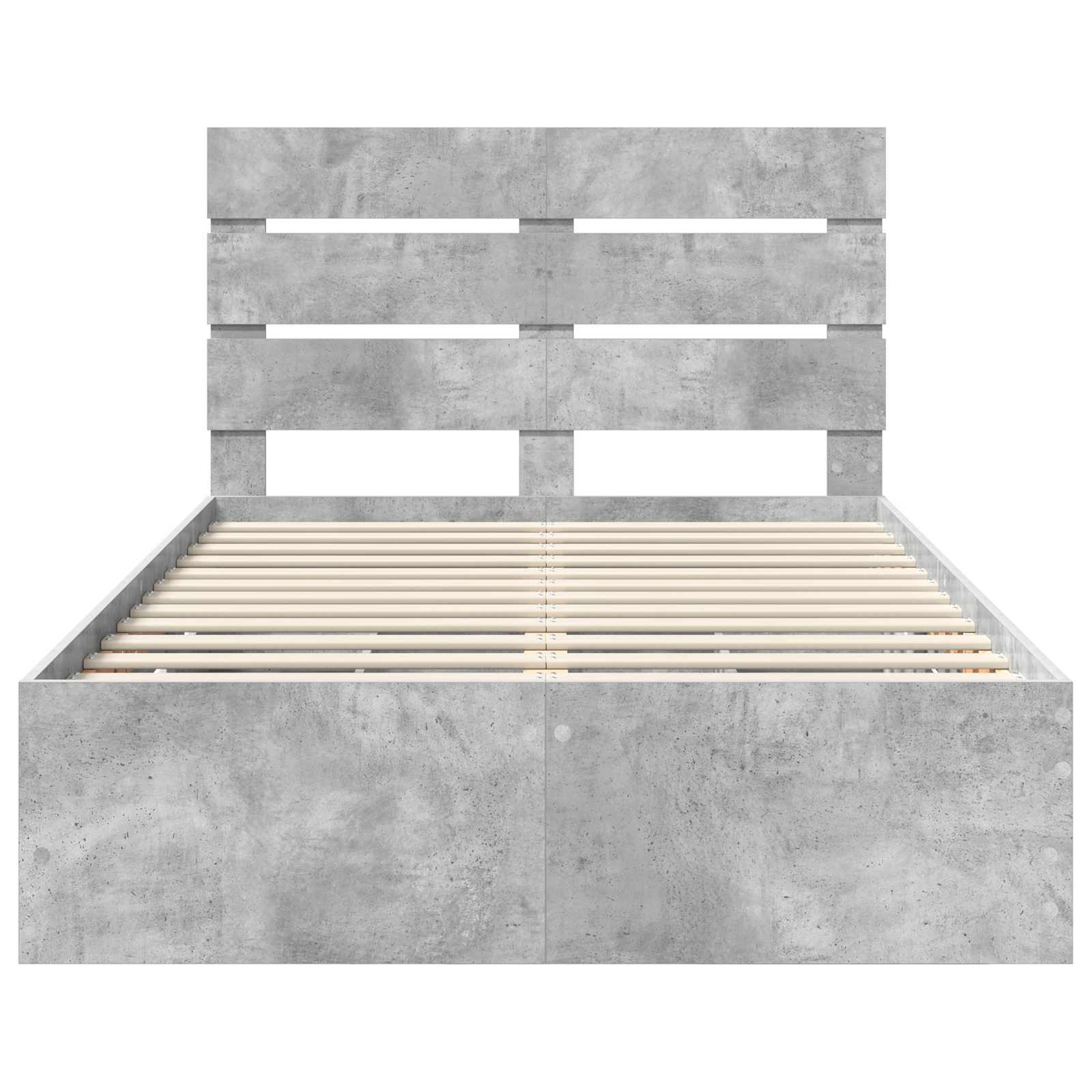 Cadre de lit en panneau de bois, gris béton, pour la chambre, 135 × 190 cm - 8
