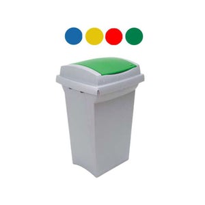 Set 2 Bidoni 240 Litri Per Raccolta Differenziata - Fondo Grigio E Coperchi Colorati