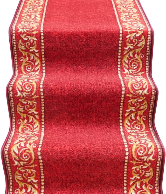 Coureur d'escalier Antidérapant Bordé Entrée Couloir Pas Cuisine Style Baroque Bordeaux 67x140 cm
