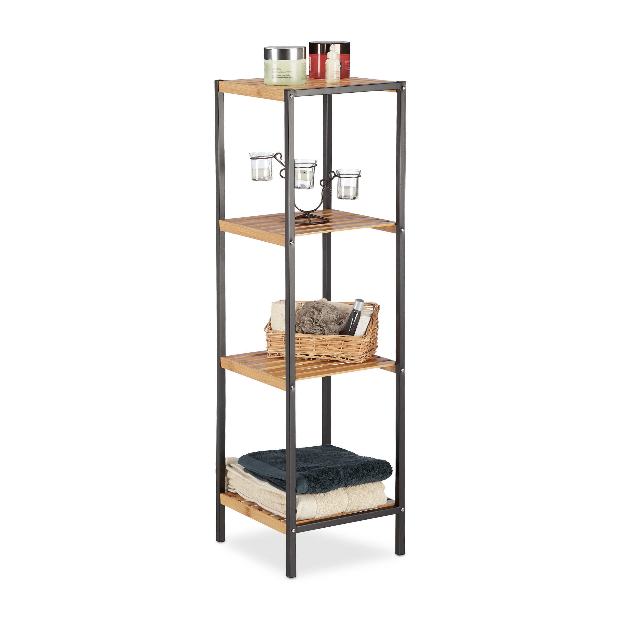Scaffale angolare in bambù con 3 livelli Canoply 61x23x23cm 7house