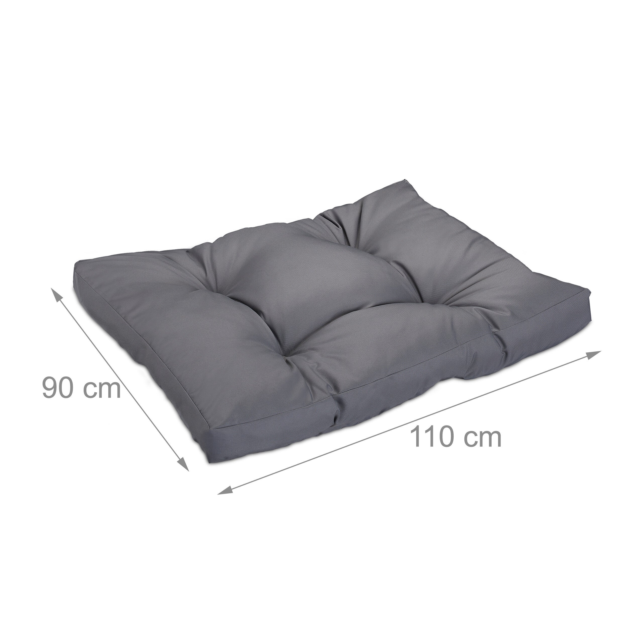 Cama para Perros Grandes, Impermeable, Colchón Mascota, Cojín Blando, Lavable, 110 x 90 cm, Gris, Relaxdays - 4