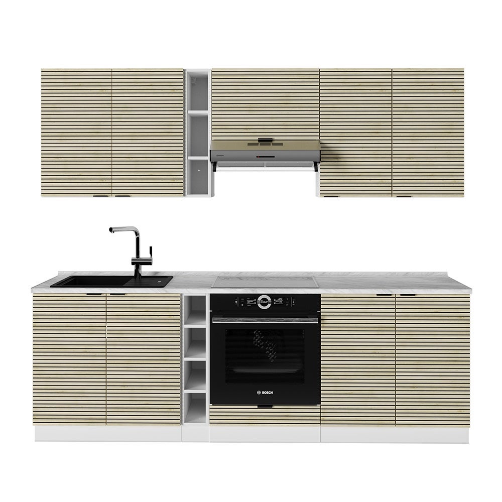 VICCO CUISINE RAUL Cuisine intégrée Bloc de cuisine Cuisine équipée 240cm Sonoma EUR 623,90 - FR