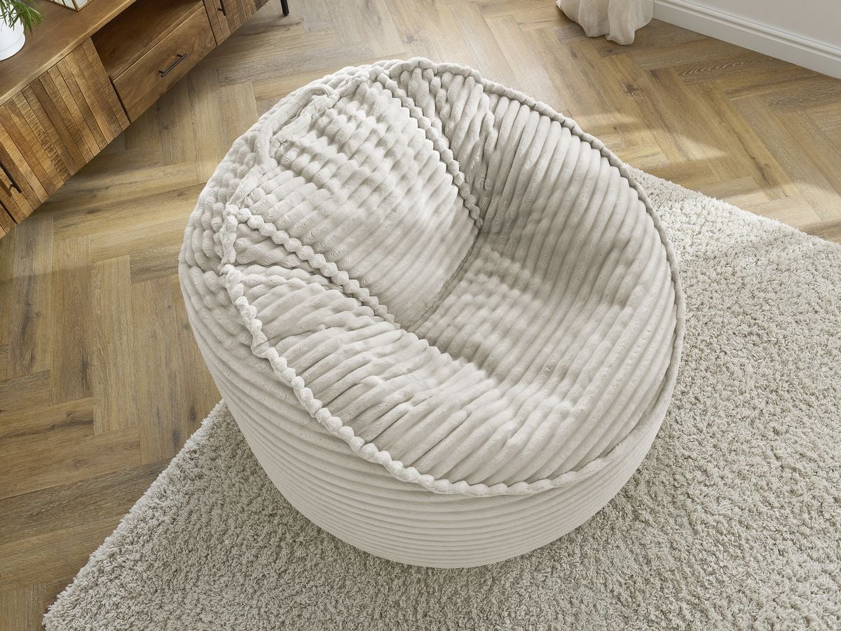 BOBOCHIC Pouf ultra moelleux SOCRATE gros côtelé doux Beige - 7
