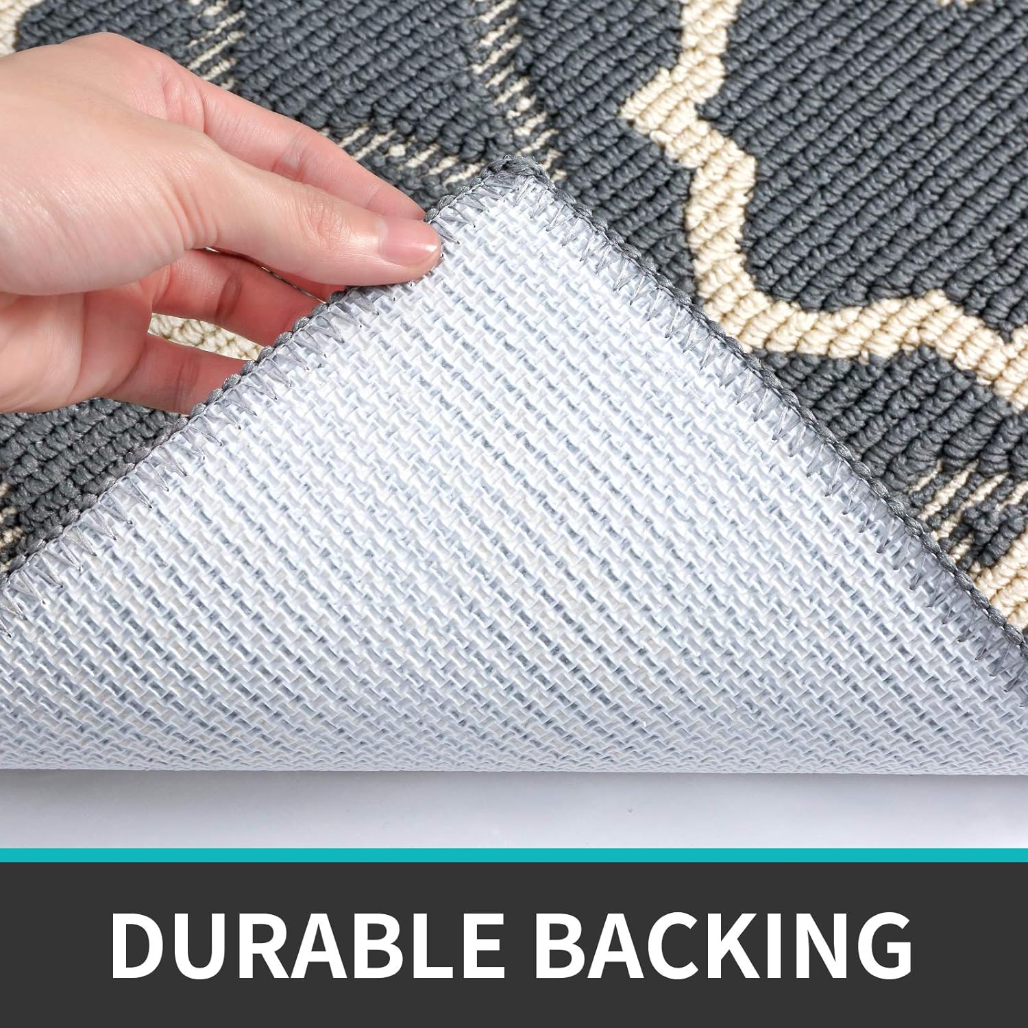 Paillasson Antidérapant,Tapis de Porte Intérieur et Extérieur|Absorbant et Résistant,Tapis d'entrée Lavable en Machine,Anti-Poussière-50x80cm,Charcoal - 4