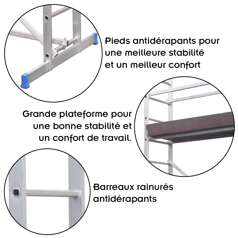 ETRA Echafaudage en aluminium hauteur de travail 5m - 2