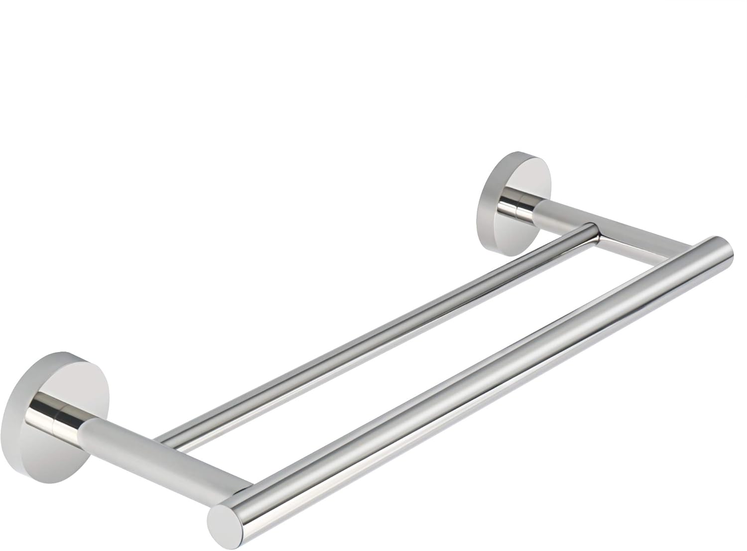 Podwójny wieszak na ręczniki łazienkowe, ścienny, ze stali nierdzewnej, 40 cm, okrągła podstawa, polerowane wykończenie