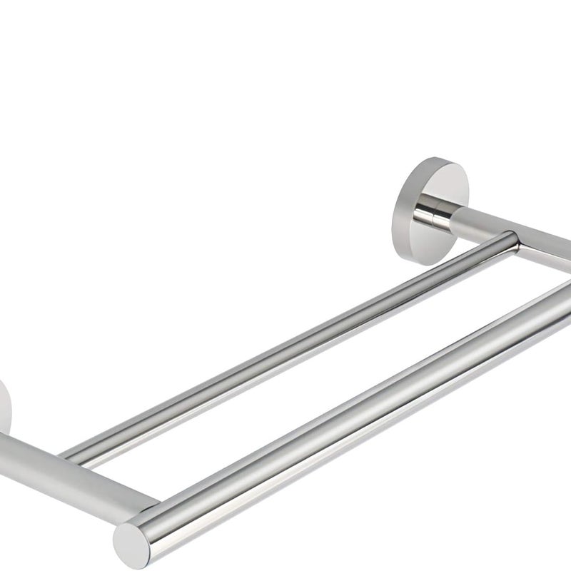 Podwójny wieszak na ręczniki łazienkowe, ścienny, ze stali nierdzewnej, 40 cm, okrągła podstawa, polerowane wykończenie