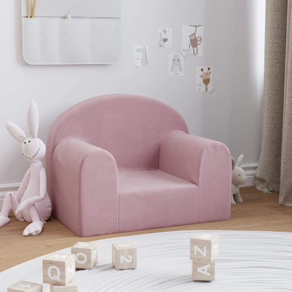 Canapé-lit Enfant En Peluche Rose - Convertible Fauteuil Ou Lit Douillet