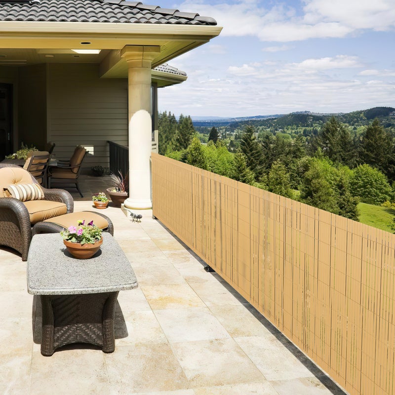 Recinzione in canne di PVC per giardino, balcone, frangivento, balcone o terrazza bifacciale, frangivista, bambù, 80 x 300 cm - 7