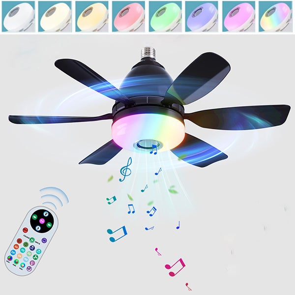 Nowoczesny wentylator sufitowy z oświetleniem RGB - 6 poziomów wentylacji - Minutnik - Łatwy w instalacji - 50 cm - Bez podstawy
