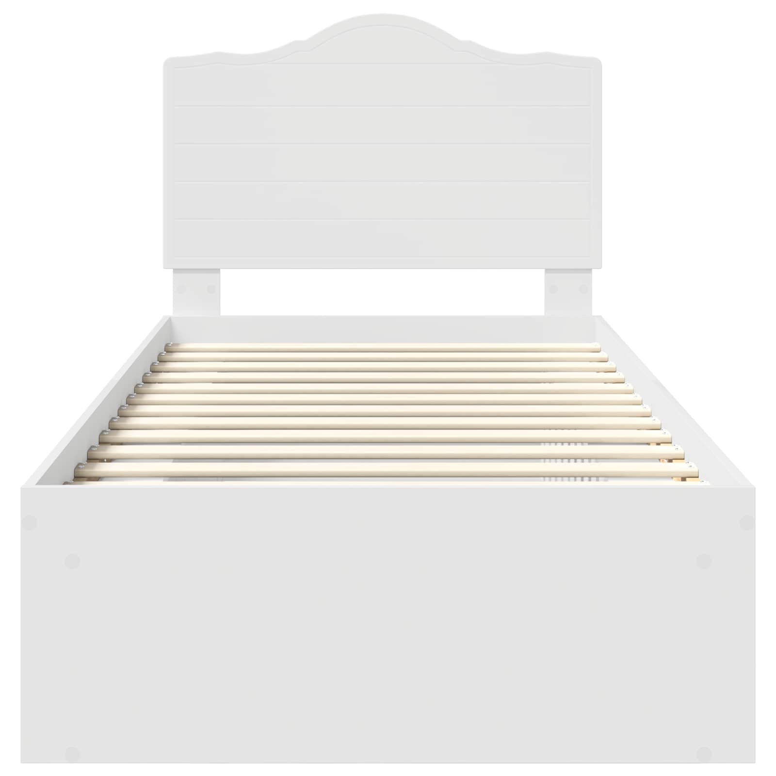Cadre de lit avec tête de lit en pin massif blanc pour la chambre, 90 × 200 cm - 7