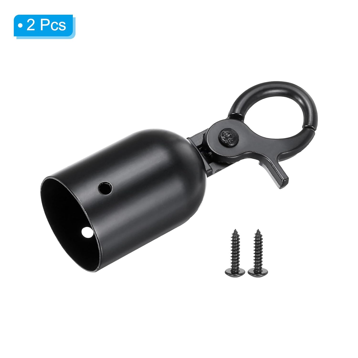 Lot de 2 embouts de corde pour poteau de 2,8 x 8 cm, crochets mousquetons pour barrière de contrôle des foules, séparateur de file d'attente, noir - 3