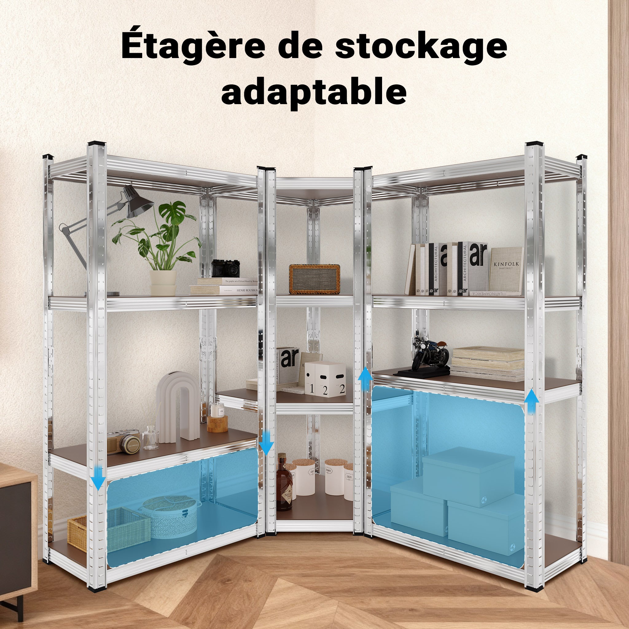 Rayonnage d‘atelier Charge lourde Etagères enfichables de coin Kit Etagères de cave Stockage - 5