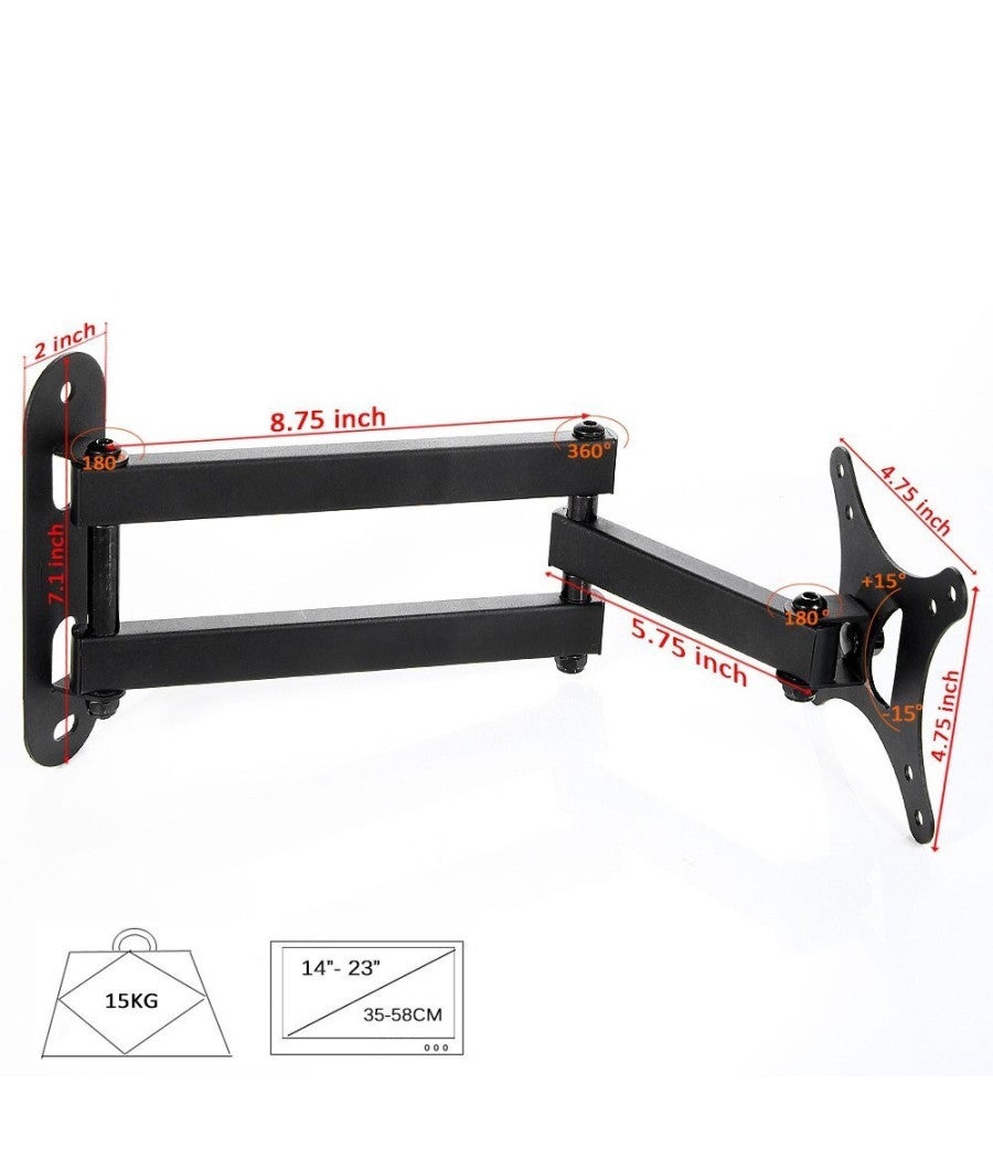 Staffa Di Montaggio A Parete Inclinabile Girevole Per 22 26 - Foto 5