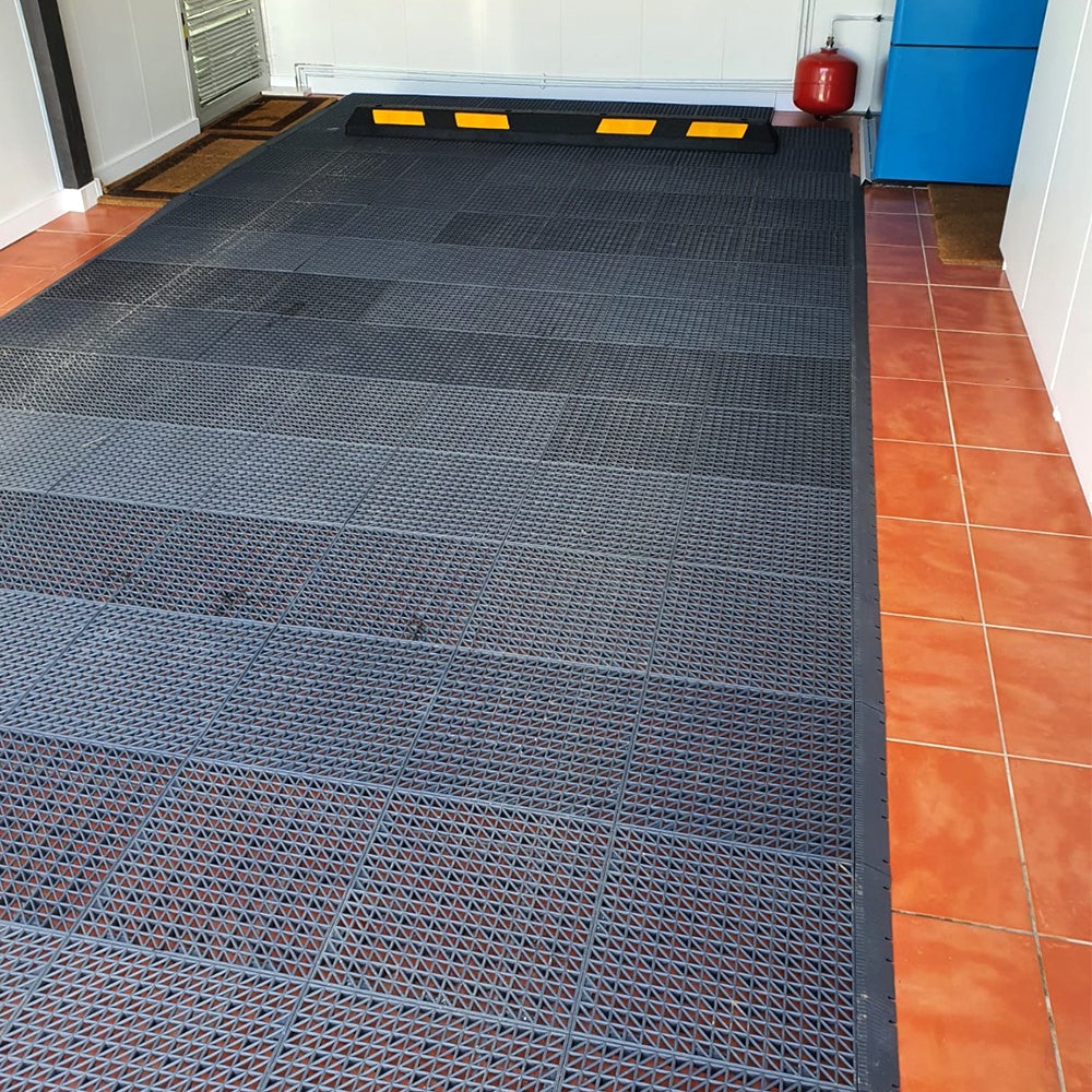 Pack 4 Losetas PVC Reforzado (Gris Oscuro, 33x33x2cm) - Para piscinas, garajes, talleres, zonas húmedas, paso de vehículos, lavaderos de coches - 6