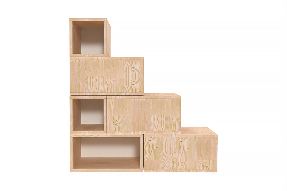 Escalier cube de rangement hauteur 100 cm, Brut (sans vernis) - 3