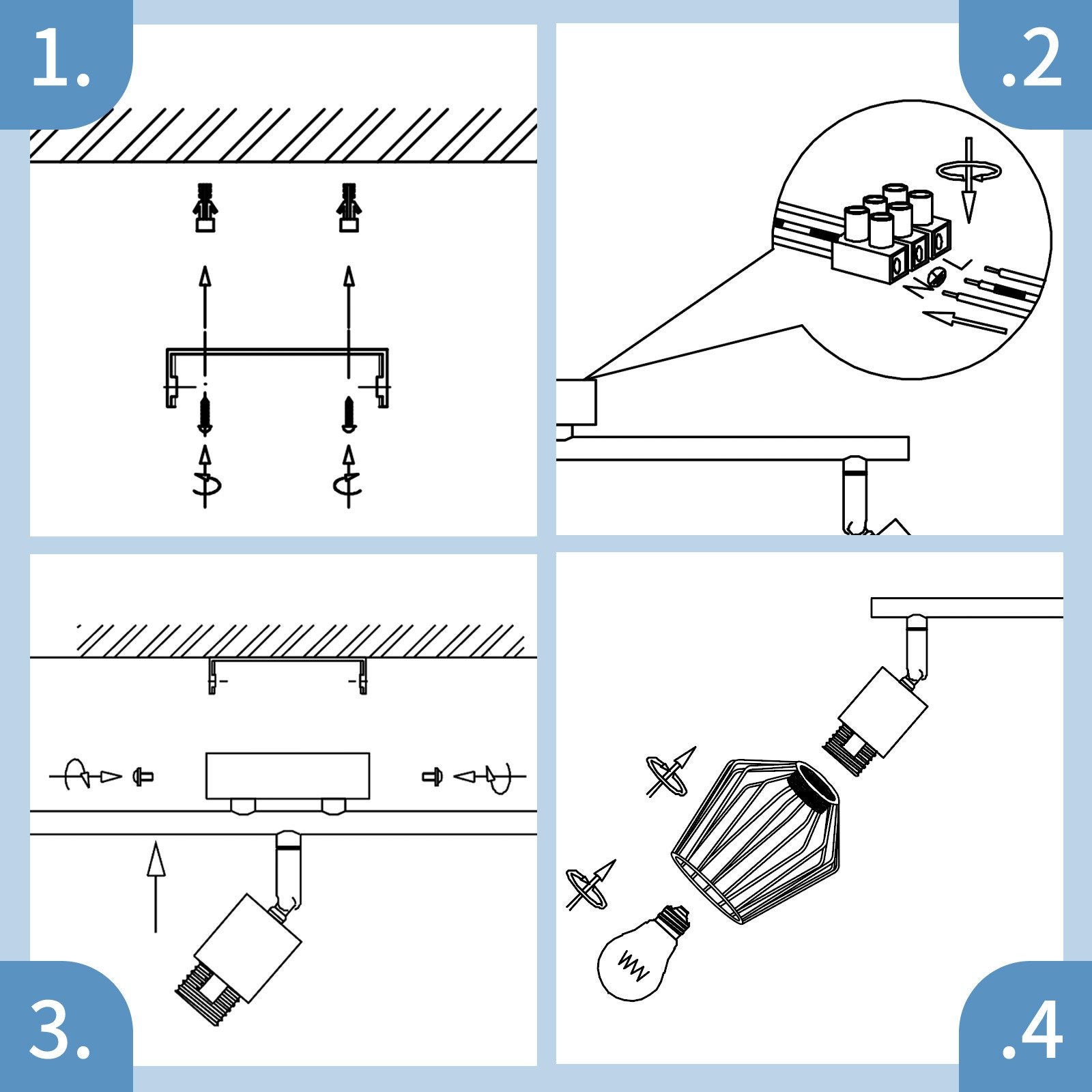 NETTLIFE Foco de Techo，3 luces E14 - Metal, Lámpara de Pasillo Industrial Giratoria 350°, Aplique de Pared para Pasillo y Sala de Estar, Blanco - 6