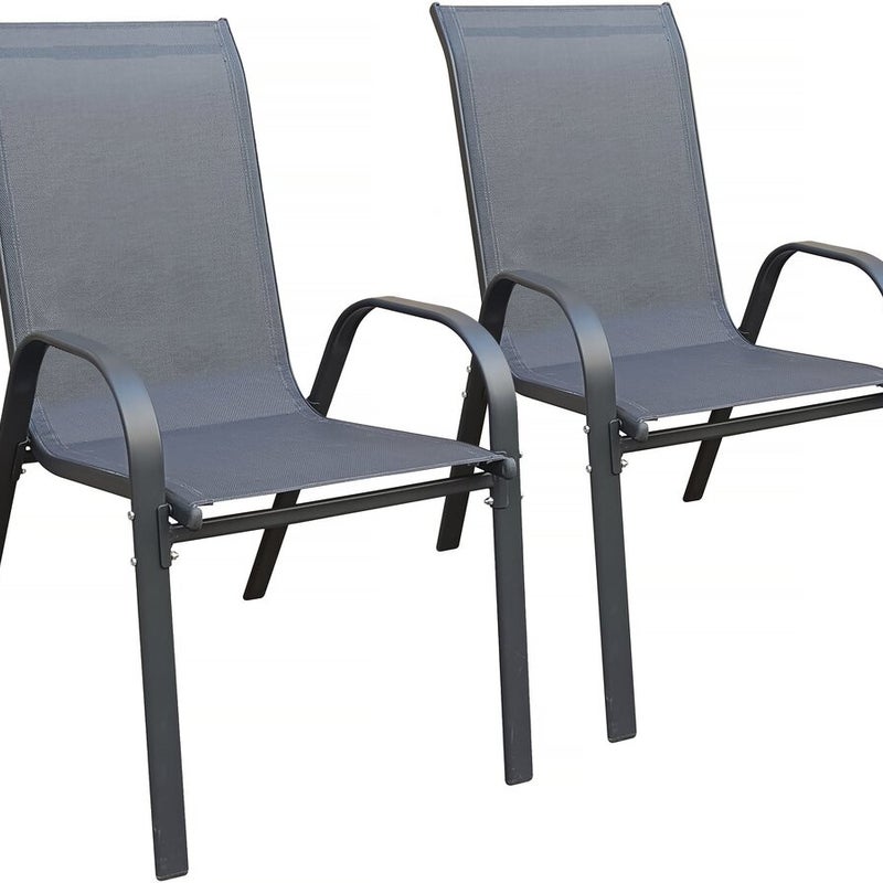 Fotel ogrodowy "Cordoba" z tkaniny tekstylnej – Phoenix – zestaw 2 szt. – antracyt