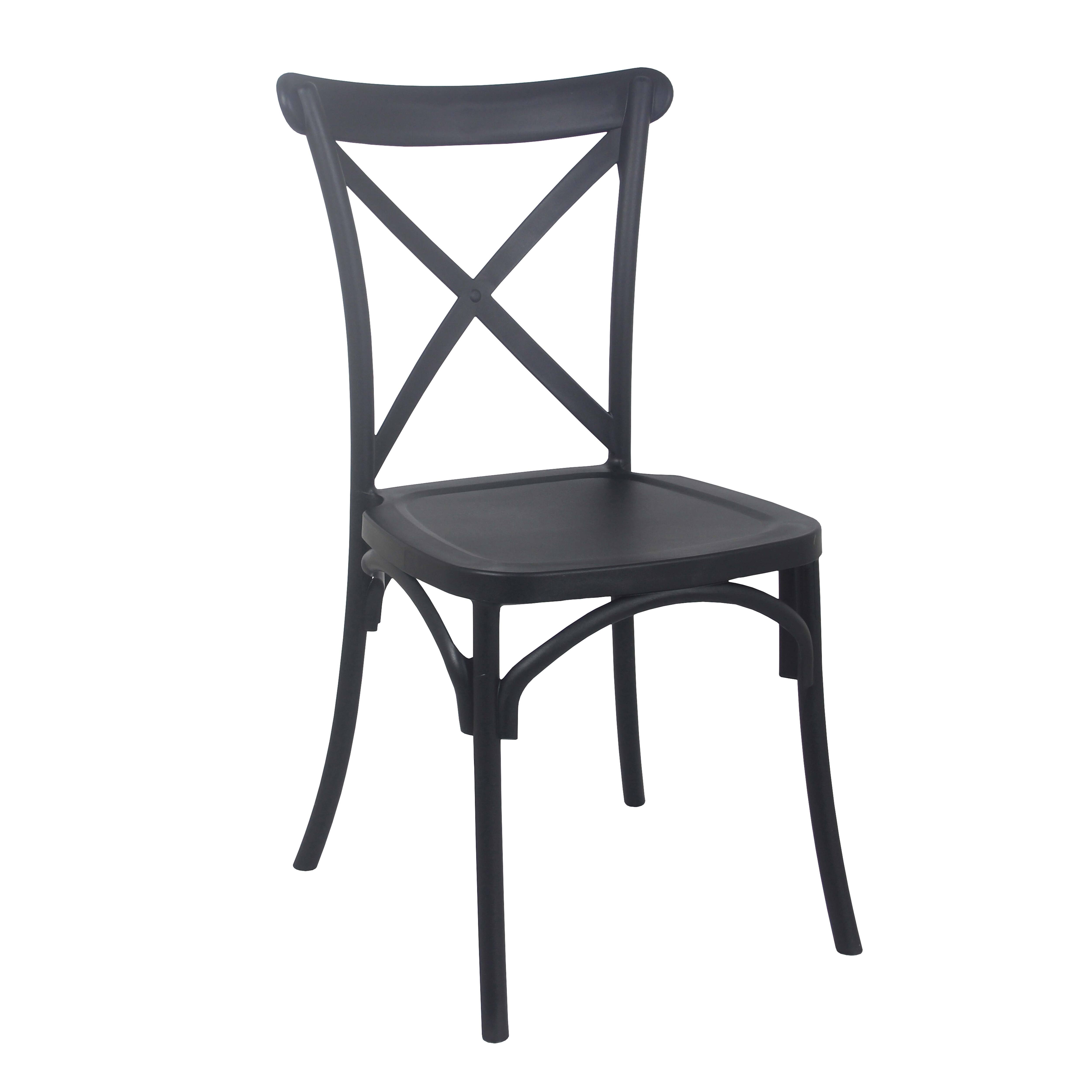 Lot de 4 chaises de terrasse en plastique noir - 2