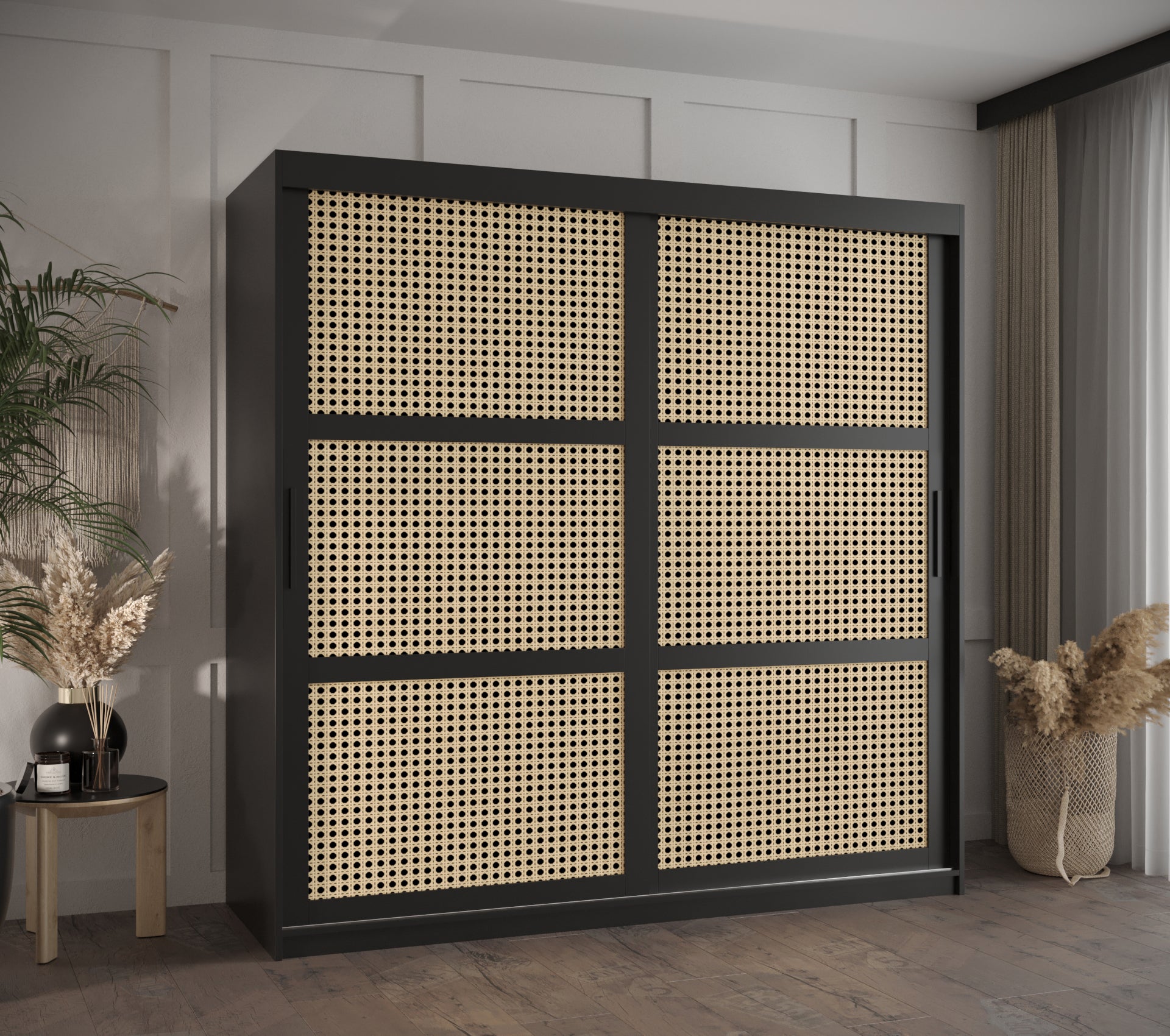 Szafa przesuwna Plecionka Wiedeńska 180 x 62 x 200 czarny – Abiks Meble - 2