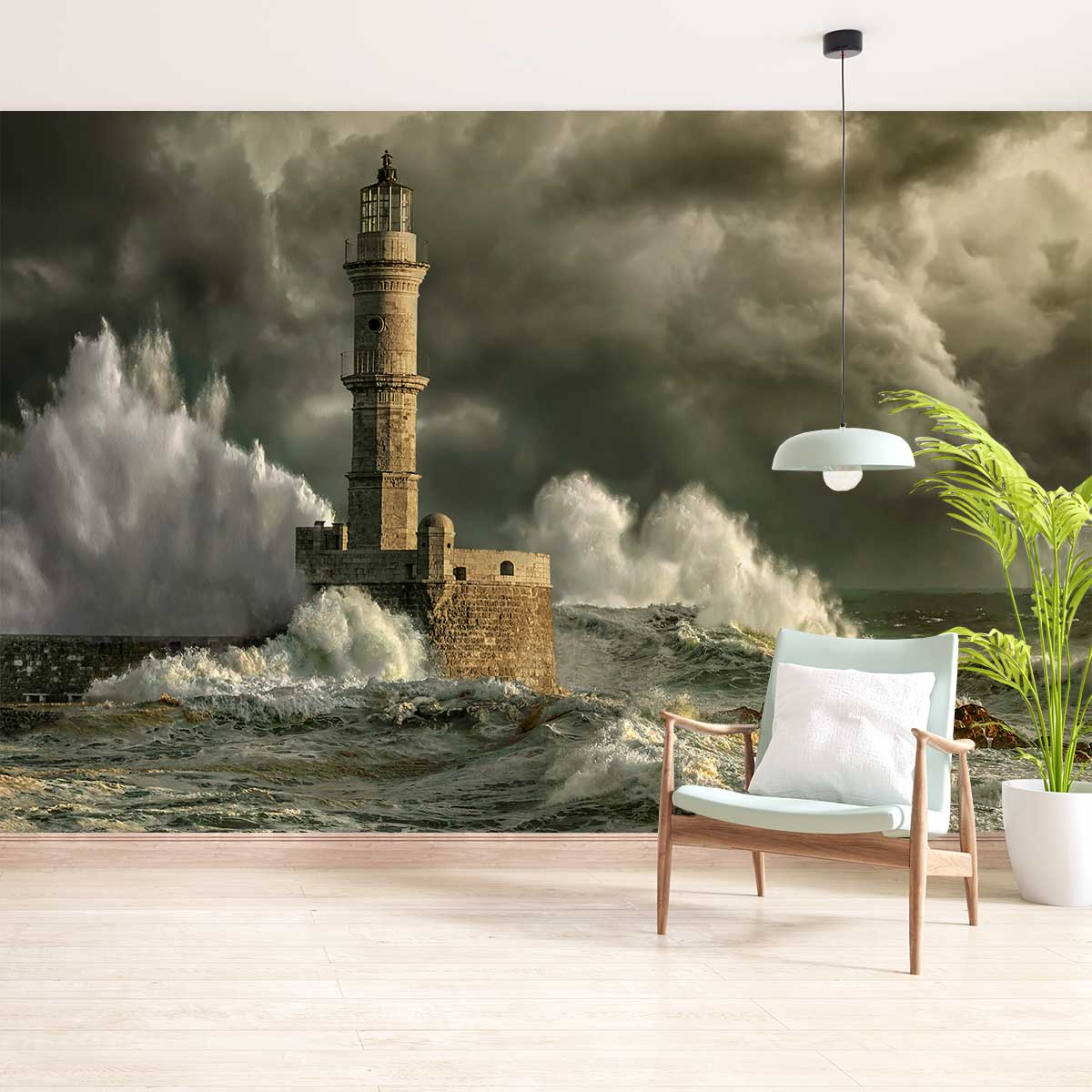 Papier peint orage sur le phare - 364x270cm - 4