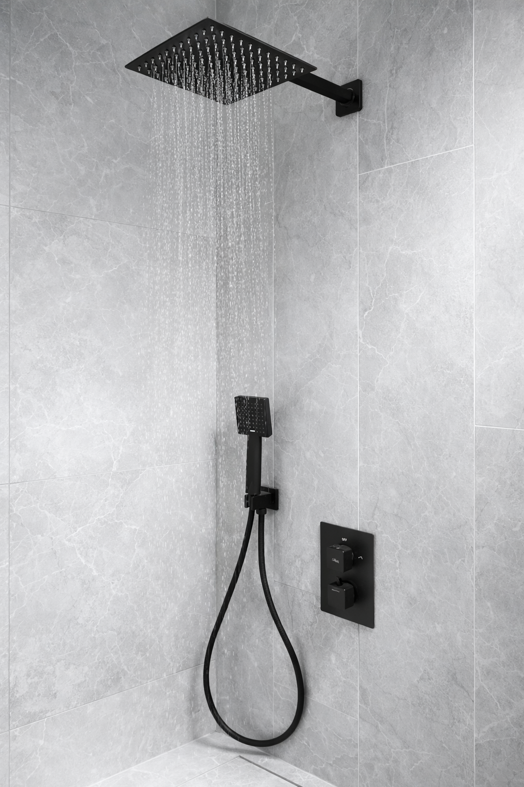 Zestaw prysznicowy podtynkowy termostatyczny Estiva Digo Black 25 deszczownica 25x25 cm czarny mat 1 szt - 8