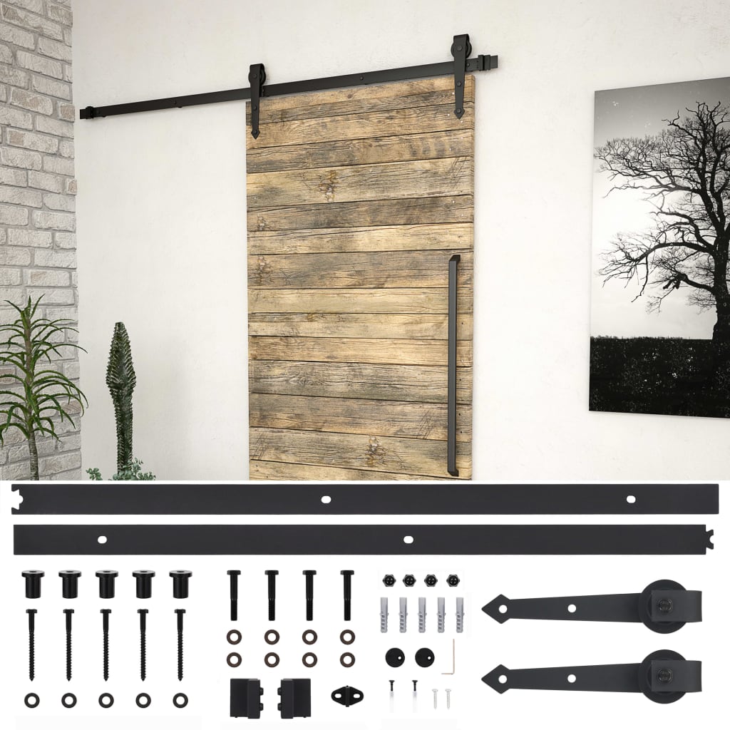 vidaXL Kit de quincaillerie de porte coulissante SKIEN 200 cm noir - 6