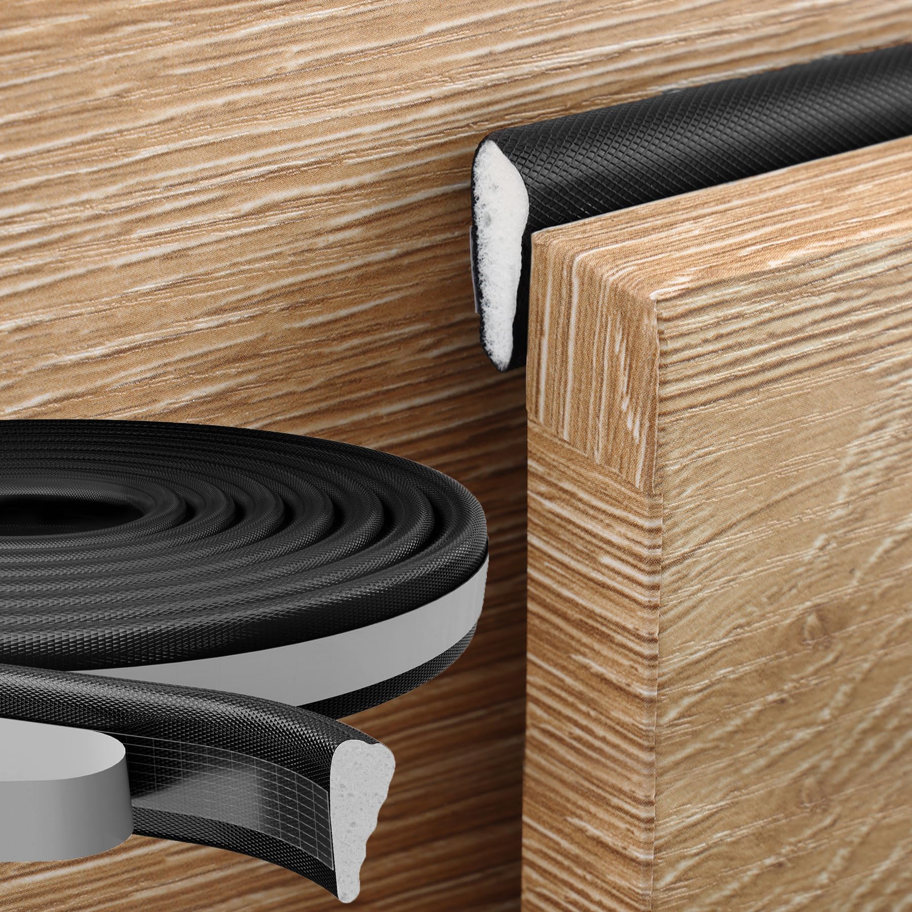 Zestaw 2 uszczelek do drzwi i okien o długości 6 m, taśma uszczelniająca do drzwi, wypełnienie szczelin, blokada hałasu, taśma piankowa