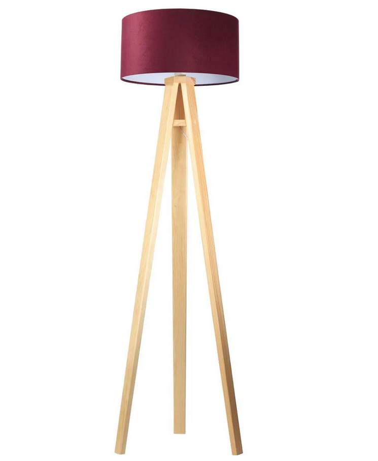 Lampa stojąca HOME 40 bordowa/biała/sosna