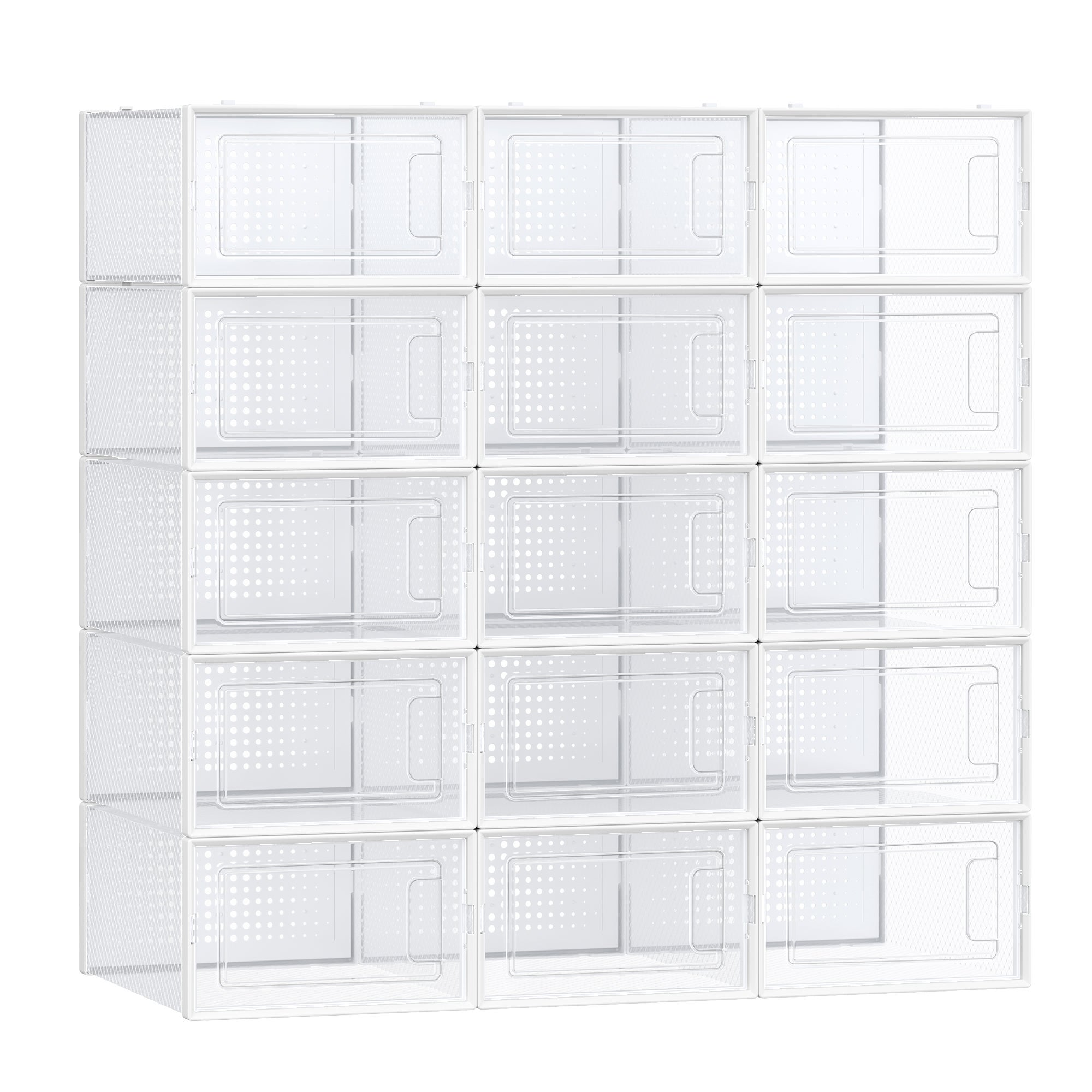 Songmics 15 Cajas De Zapatos Plástico, Organizadores Plegables Y Apilables, Para Zapatillas Hasta Talla 44, Transparente Y Blanco , Leroy Merlin
