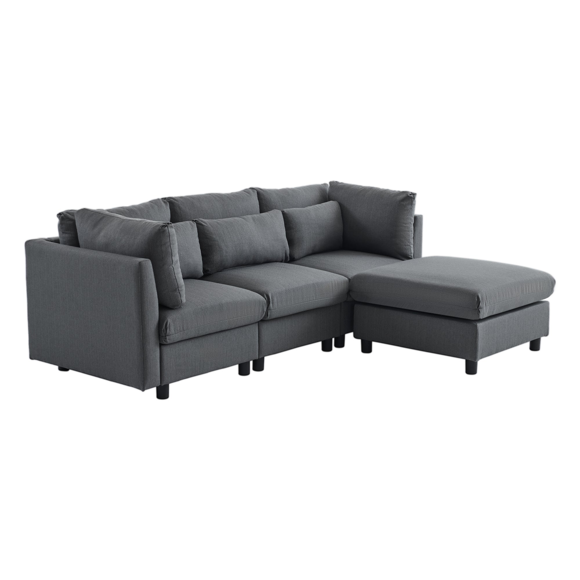 Canapé 3 places - canapé d'angle L avec pouf, mobilier rembourré, adapté pour salon - 7
