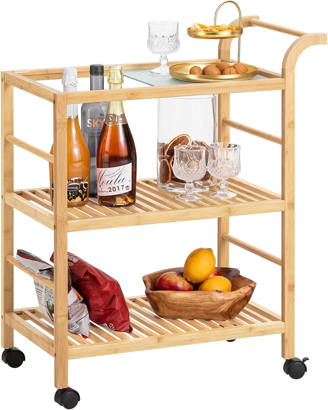 SoBuy Wózek kuchenny z 3 półkami 65x35x79.5cm SVW24-N