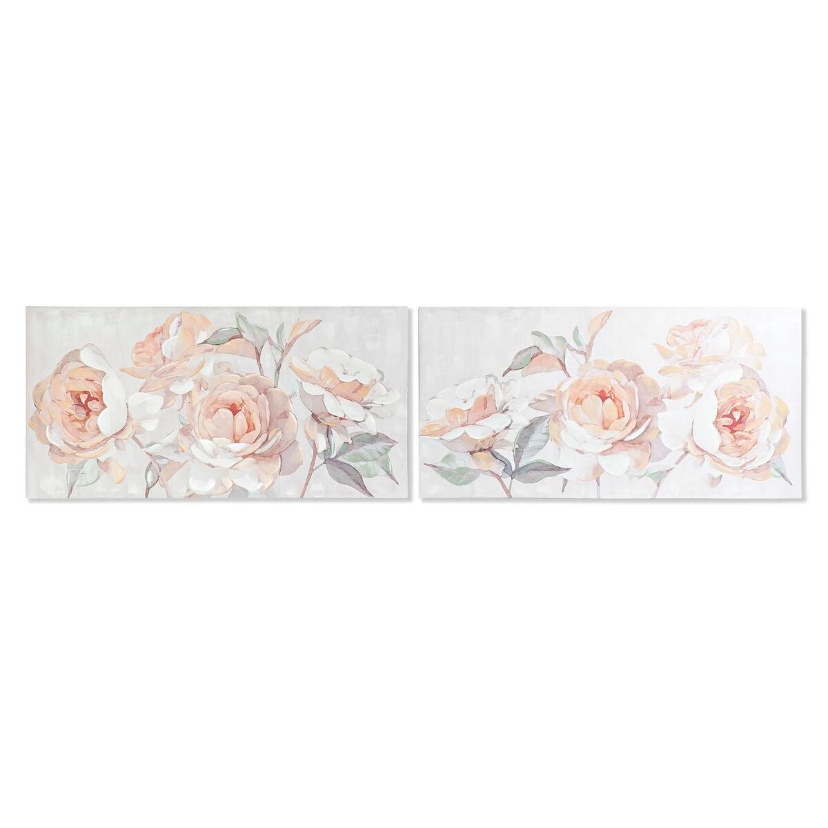 Cuadro dkd home decor 120 x 3 x 60 cm flores shabby chic (2 unidades)