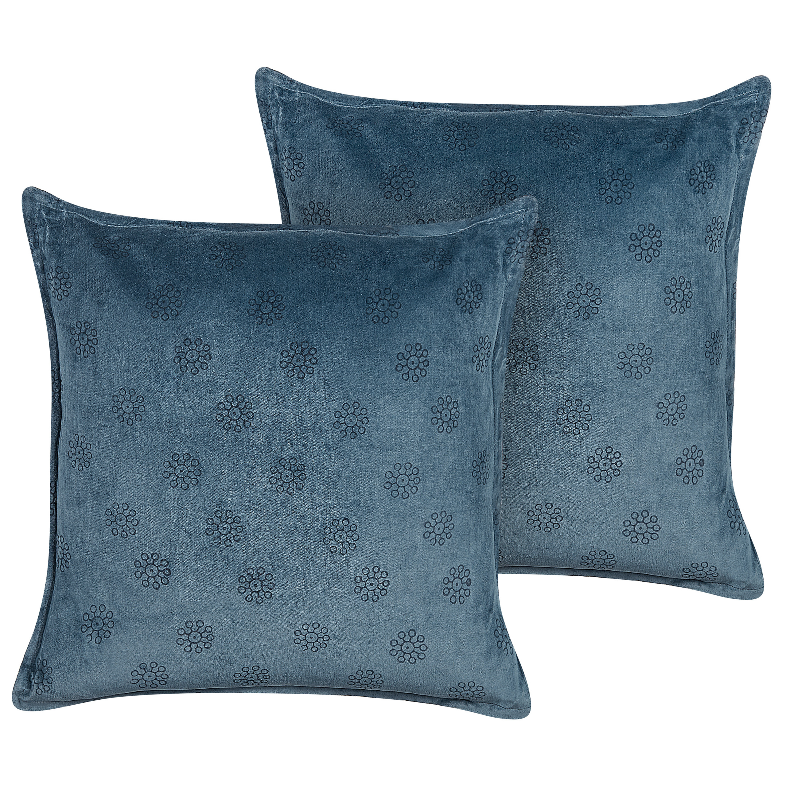 Beliani conjunto de 2 cojines seseli algodón 45 x 45 cm geométrico impresión en bloque azul oscuro