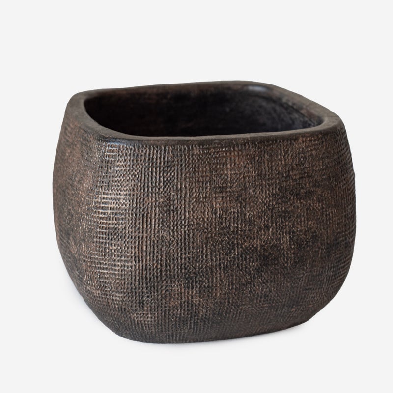 CIEMNOBRĄZOWA KWADRATOWA DONICZKA CERAMICZNA 15x15x11,5 CM